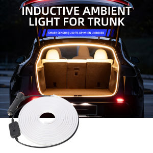 For Tesla Model 3/Y Trunk Lighting 4.3M Ambient Light Interior Decoration LED With Cigarette Wireless Tailgate Light Strip 12V