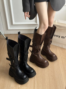 YX | Wide Calf High-Top Western Cowboy Boots with Belt Loops and Thick Sole