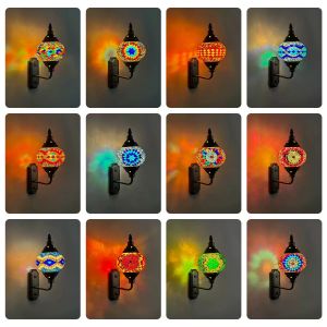 Turkish Mosaic Wall Lamp 11cm Mediterranean Wall Light Colorful Glass Light Cafe Shop Home Romantic Deco Stairs Light