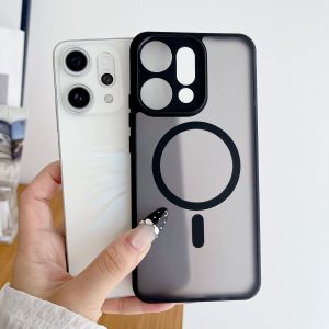 Magnetic For Magsafe Case For OPPO Reno 15 Pro Mini 15F 14 14F 13 13F 12 Pro 12F F27 Transparent Skin-fiendly Matte Armor Cover