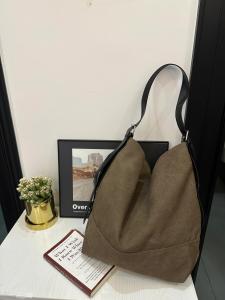 Casual Canvas Tote Bag Womens Bucket Bag Commuter Versatile Spring Summer New Style OazAO Korean Style Pure Color Handbag