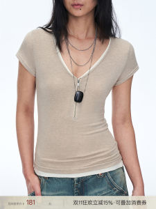 เสื้อยืดคอวีผ้าไหมลินินเนื้อบางพอดีตัว ทรงหลวม แขนยาว ปกติ ฤดูใบไม้ผลิ ฤดูร้อน ฤดูใบไม้ร่วง ฤดูหนาว สำหรับผู้หญิง