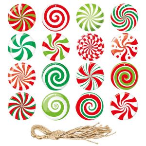 16Pcs/Pack Christmas Tree Decoration Cardboard Candy Hanging Pendant Xmas Party Decoration Hanging Tag Pendant