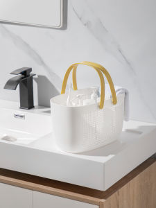 Plastic Bathing Basket Handheld Bathroom Toiletries Storage Basket Rectangular Dormitory Bath Basket Household Organizer