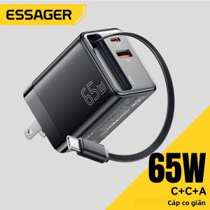 Sạc Nhanh USB C GaN 65W Bộ Sạc Tường Type C Cho iPhone Samsung Xiaomi Với Phích Cắm EU/UK Tương Thích Với Qualcomm Quick Charge