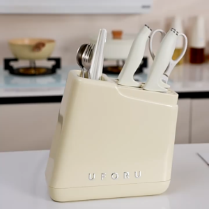 Keranixy Knife Holder Kitchen Countertop Multi Functional Cutlery Spoon Drain Storage Rack Tempat Letak Pisau