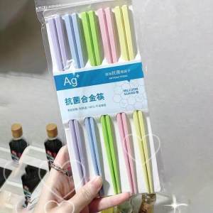 Colorful Macaron Alloy Chopsticks Anti-mold High Temperature Resistant Single Person Pair Japanese Style Home Use Dining Utensils