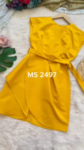 MyDu Shop | MS 2497 | Đầm dự tiệc chữ A tay cánh dơi phối đai eo tôn dáng