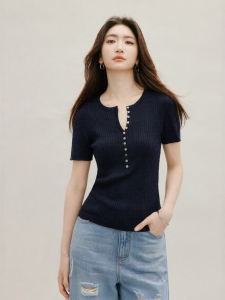 HOPESHOW | Slimming Sugar Twist Short Sleeve Crew Neck Knitwear