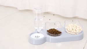 3 in 1 Cat Bowl Dog Food Bowl Pet Bowl Drinking Bottle Set Puppy Kitty Food Bowls Water Bowl