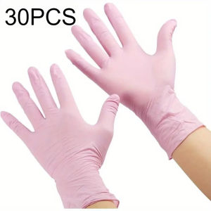 30/60/90PCS Light Pink Nitrile Gloves Disposable Gloves Kitchen Laundry Dishwashing Cooking Dirt Isolation HairdressingTools
