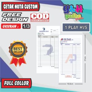 Min 3 Cetak Nota Custom Nama Sendiri Ukuran 1/3 1 Ply 100 Lembar Nota Warung Makan Y&H Yudha Grafika