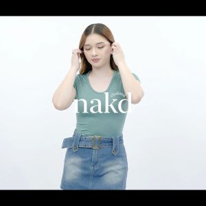 NAKD FASHION FLYN BASIC DAILY ROUND NECK COMFY CASUAL SLIM BODY HUGGING BLOUSE TOP XS-S/M-L 1807