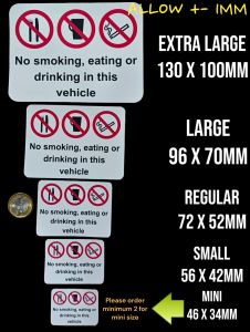 [PHV Taxi & Car Essential]🟢 Waterproof Vinyi Sticker No Smoking No eating No drinking Vehicle (Free SingPost Mailing)