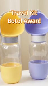 Hobilic Pet Feeder Portable Travel Water Bottle 2 in 1 Botol Minum/Makan Anjing Kucing Motif Awan