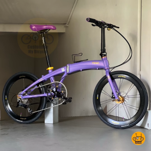 ♉️ Fnhon Tornado 22 Inch Velvet Purple Folding Bike With Gold Hub Shimano 9 Gears Litepro Components Dahon Tern Saddle Handle Bar Foldable Bicycle
