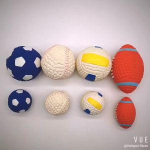 Soft Pet Ball Squeaky Toy For Small Large Dog Rugby Tennis Volleyball Football ball Latex Tooth Cleaning Training Toys