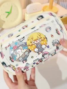 Cute Anime Demon Slayer kimetsu no yaiba Transparent Pencil Bag Kamado Tanjirou Nezuko Kochou Shinobu Tomioka Giyuu Ita Bag Zipper Pouch for Pencils Large Capacity Stationery Pouch