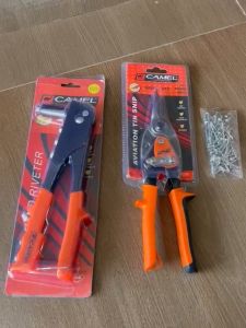 Paket Tang Rivet Camel + Gunting Baja Ringan Camel / Tang Rivet Bonus Paku - Gunting Hollo Hollow Bajaringan Baja Ringan Camel Wolf Bonucci Tekiro