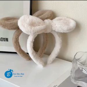 Bờm Cài Tóc Phủ Lông Hình Nơ Dễ Thương