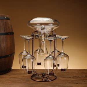 European Style Wine Set Iron Material Hanging Red Wine Glass Rack Creative Wine Decanter Holder Home Use Decorative Wine Accessories