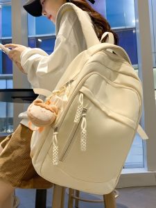 กระเป๋าเป้สะพายหลังผู้หญิงความจุขนาดใหญ่ กระเป๋าเป้สะพายหลังแบบมีซิปปิด กระเป๋าใส่ของใช้สำหรับนักเรียนมัธยมปลายและนักศึกษาวิทยาลัย กระเป๋าสะพายไหล่แบบมีซิปปิด