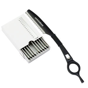 1 Thinning Razor 10 Blades Straight Salon Hairdressing Razor Stick Hair Cutter Rotary Barber Hair Cutting Knife Thinner