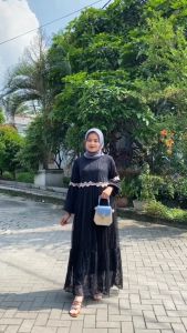 Gamis Wanita Lebaran 2024 Olivia Brukat Mix Furing Hyget Dress Wanita Kekinian Model Terbaru
