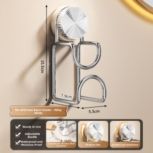 MANJIELI | Suction Mount No-Drill Bathroom Hooks Drying Rack