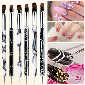 3Pcs Dual-Ended French Nail Art Brush&Dotting Pen Set Acrylic Detail Drawing/Rhinestone Picking Pens DIY Manicure Design Tools
