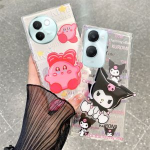 Ins เคสโทรศัพท์ Phone Case VIVO V30e Y18 Y18s Y03 Y100 Y38 IQOO Z9 Z9X 12 5G 4G แบบเรียบง่ายแฟชั่นรุ่นใหม่การ์ตูนน่ารัก Hello Kuromi Kabi 2024 เคส มีขาตั้งใสกันกระแทก