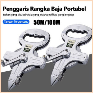 Stainless Steel Meteran Tancap Tanah Panjang 100 meter / 50 meter Meteran Roll Plat 50M Meteran Gulung Fiber