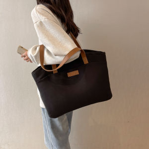 Thickened Tote Bag Ladies Computer Bag Business Style Large Capacity Shoulder Hand Carry Bag Commuter Cloth Bag for Outdoors
