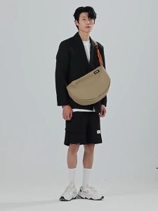 Mens shoulder bag Nylon Dumpling Bag Sports waterproof bag Large capacity Korean Fashion Lightweight and portable material