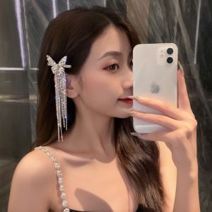 Butterfly Shiny Rhinestones Hair Clip Tassel Hair Pins Sweet Girl Diamond Tassel Hairpin Fashion Hairclip for Women Hair Accessories