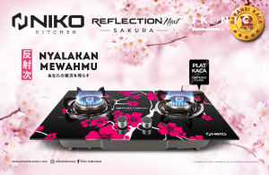 IKONIC Kompor Gas Kaca 2 Tungku Kompor Gas Tanam Motif Niko Reflection Sakura 100% Original Garansi Resmi