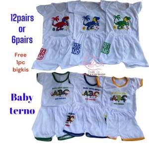 12pairs terno baby boy Tshirt/Short for newborn baby 0-6months