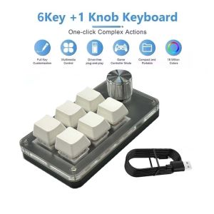 Mini Macro Mechanical Keyboard 3/6 Keys USB RGB Gaming with Custom Programming Knob Portable Switch for Photoshop