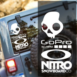 Reflective Stickers Decals White Black Engraved Stickers Ski Outdoor Brand PET Decals for Car Stroage Box Snowboard Motor