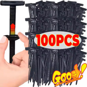 100PCS Nylon Universal Self-locking Cable Tie Buckle Heavy Duty Zip Ties Holder with Pin Button Wire Fastening Car Fixing Strap Set