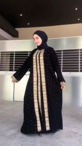 GAMIS ABAYA WANITA HITAM ARAB 096 BAHAN JETBLACK SAUDI PREMIUM