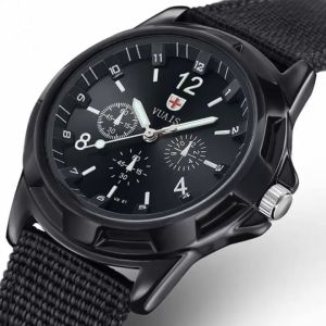 Đồng Hồ Analog Máy Quartz Dây Vải Kiểu Dáng Quân Đội Cho Nam
