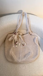 Women’s Woven Knitted Tote Bag Large Capacity Beach Shoulder Bag with Free Twilly
