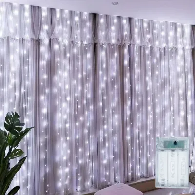 Battery LED Festoon Curtain Light String 8 Modes Garland Fairy Lights for Wedding Party Home Holiday Ramadan Room Decortation