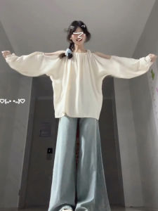 Korean Style White Long Sleeve Shirt Jacket Womens Early Autumn 2025 New Small Design Sense Outerwear Top Polyester Viscose