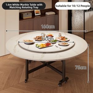 ZHUSHANXIA | Foldable Movable Dining Table with Turntable