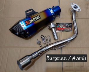 [BURGMAN 125/ AVENIS] ORIGINAL HEXA AKRAPOVIC PIPE + ELBOW + SILENCER & ACCESSORIES
