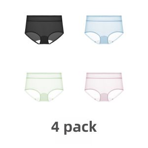 miiow | MiiOW Womens Seamless Ice Silk Underwear Lightweight Breathable No Butt Pinching Summer Thin Triangle Panties Comfortable Cotton Crotch