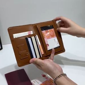 HANKE Multifunction Solid Color Passport Holder PU Leather Travel Wallet Clip Card Case