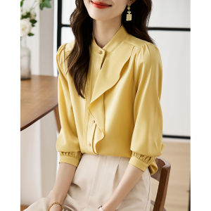 Elegant Long Sleeve Chiffon Blouse Womens Spring Autumn New Style Winter French Professional Charming Ageless Beautiful Shirt